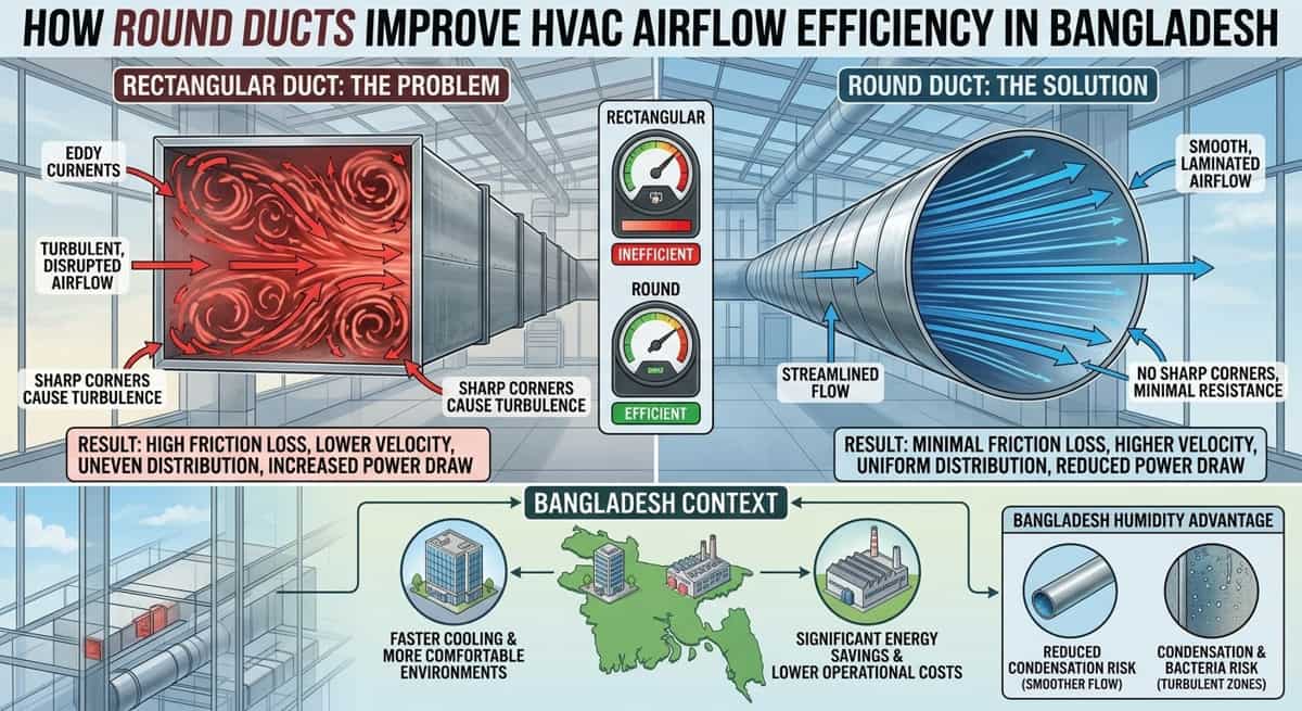 How Round Ducts Improve HVAC Airflow Efficiency in Bangladesh